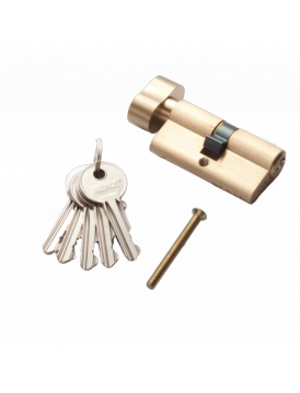 Цилиндр RENZ CS 60-H ключ-завертка, SB матовое золото