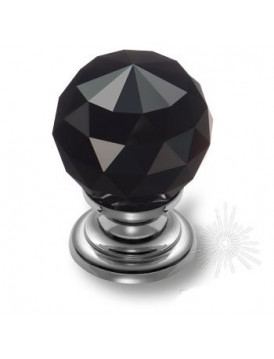 Ручка кнопка Brass 9992-433 с черным кристаллом, глянцевый хром