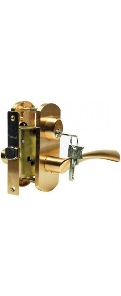 Дверная ручка с замочным механизмом ARCHIE T111-X11I-V1 матовое золото