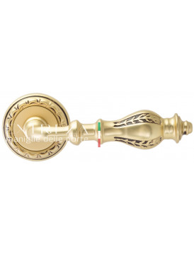 Дверная ручка Extreza "EVITA" (Эвита) 301 на розетке R02 французское золото + коричневый F59