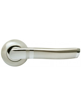 Дверная ручка на круглой розетке RUCETTI RAP 3 SN/CP белый никель/полированный хром