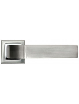 Дверная ручка на квадратной розетке RUCETTI RAP 15-S SN/CP белый никель/полированный хром