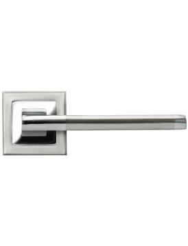 Дверная ручка на квадратной розетке RUCETTI RAP 17-S SN/CP белый никель/полированный хром