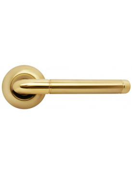 Дверная ручка на круглой розетке RUCETTI RAP 2 SG/GP матовое золото/золото