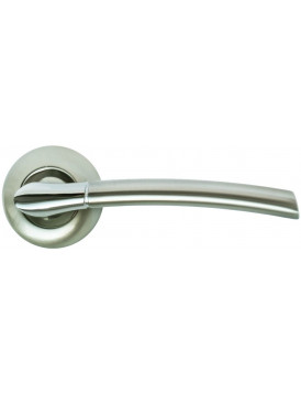 Дверная ручка на круглой розетке RUCETTI RAP 6 SN/CP белый никель/полированный хром