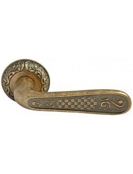 Дверная ручка на круглой розетке RUCETTI RAP-CLASSIC 1 OMB состаренная матовая бронза