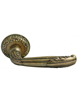 Дверная ручка на круглой розетке RUCETTI RAP-CLASSIC 2 OMB состаренная матовая бронза